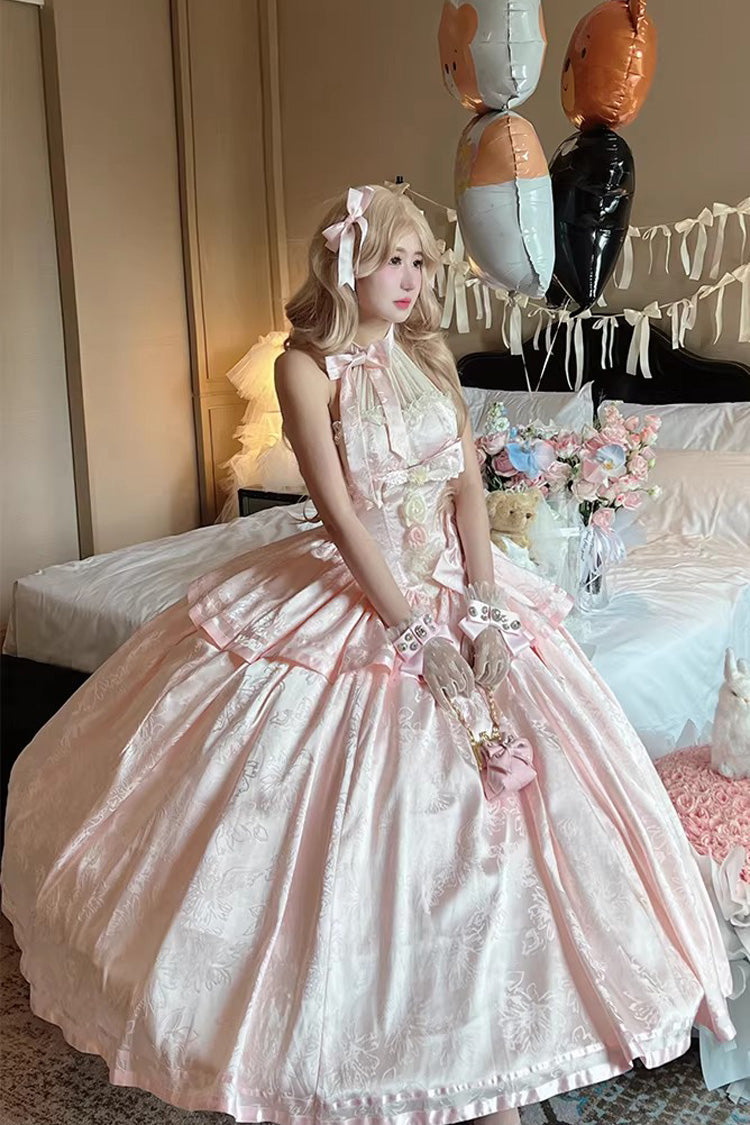 Lolita Jumper Skirt - Softly Into Dreams, Pink, Long Length, Lace Trim, Ruffled - additional product view 5