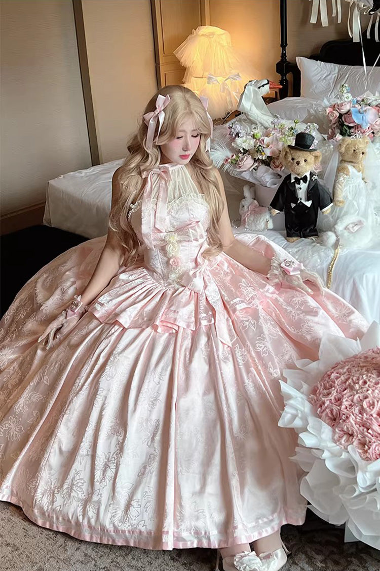 Lolita Jumper Skirt - Softly Into Dreams, Pink, Long Length, Lace Trim, Ruffled - additional product view 8
