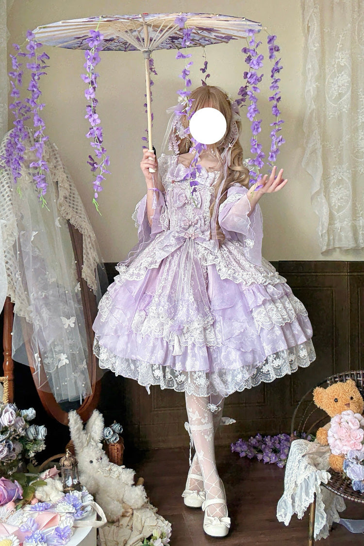 Lolita Jumper Skirt - Spring Waters Reflecting Pear, Purple, Sweet Style, Bow Detail - additional product view 2