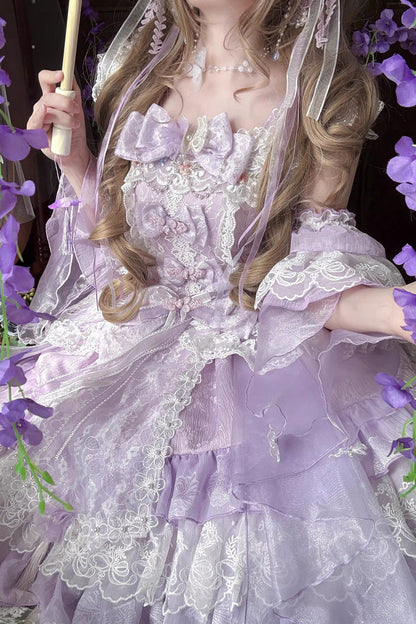 Lolita Jumper Skirt - Spring Waters Reflecting Pear, Purple, Sweet Style, Bow Detail - additional product view 5