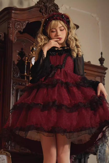 Lolita Jumper Skirt - Star Gauze Romance Multi-layer, 2 Colors, Ruffled, Gothic Style - additional product view 2