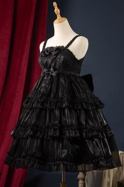 Lolita Jumper Skirt - Star Gauze Romance Multi-layer, 2 Colors, Ruffled, Gothic Style - additional product view 7