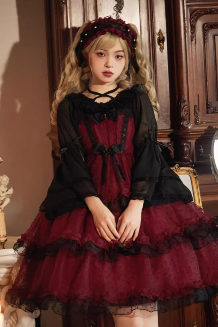 Lolita Jumper Skirt - Star Gauze Romance Multi-layer, 2 Colors, Ruffled, Gothic Style - main product image