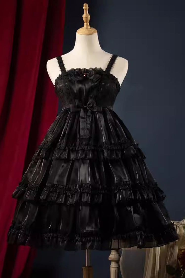 Lolita Jumper Skirt - Star Gauze Romance Multi-layer, 2 Colors, Ruffled, Gothic Style - S Black / M Black / L Black option