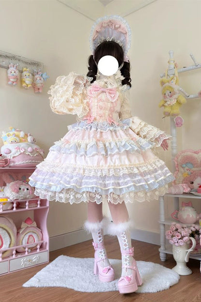 Lolita Jumper Skirt - Star Love Song, Pink, Sweet Style, Bow Detail, Lace Trim - additional product view 3