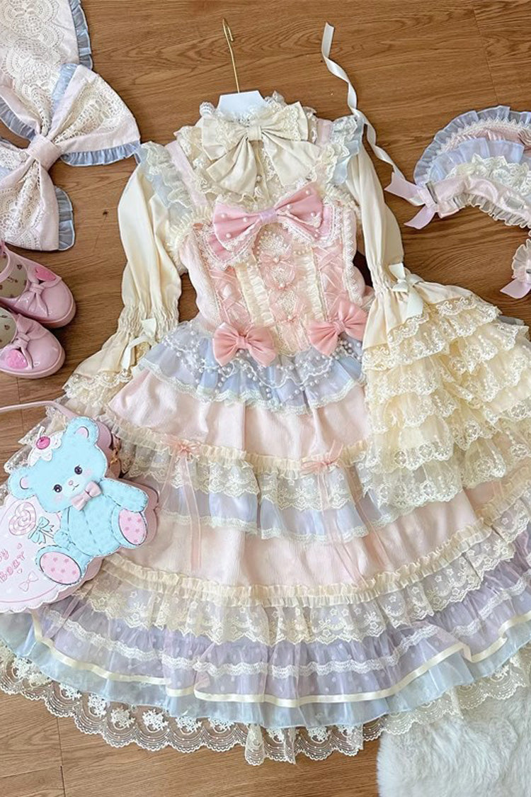 Lolita Jumper Skirt - Star Love Song, Pink, Sweet Style, Bow Detail, Lace Trim - additional product view 4