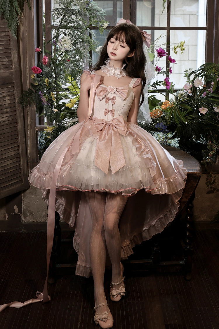 Lolita Jumper Skirt - Star Weaving Dream Language, Pink, Ruffled, Sweet Style, Bow Detail - additional product view 3