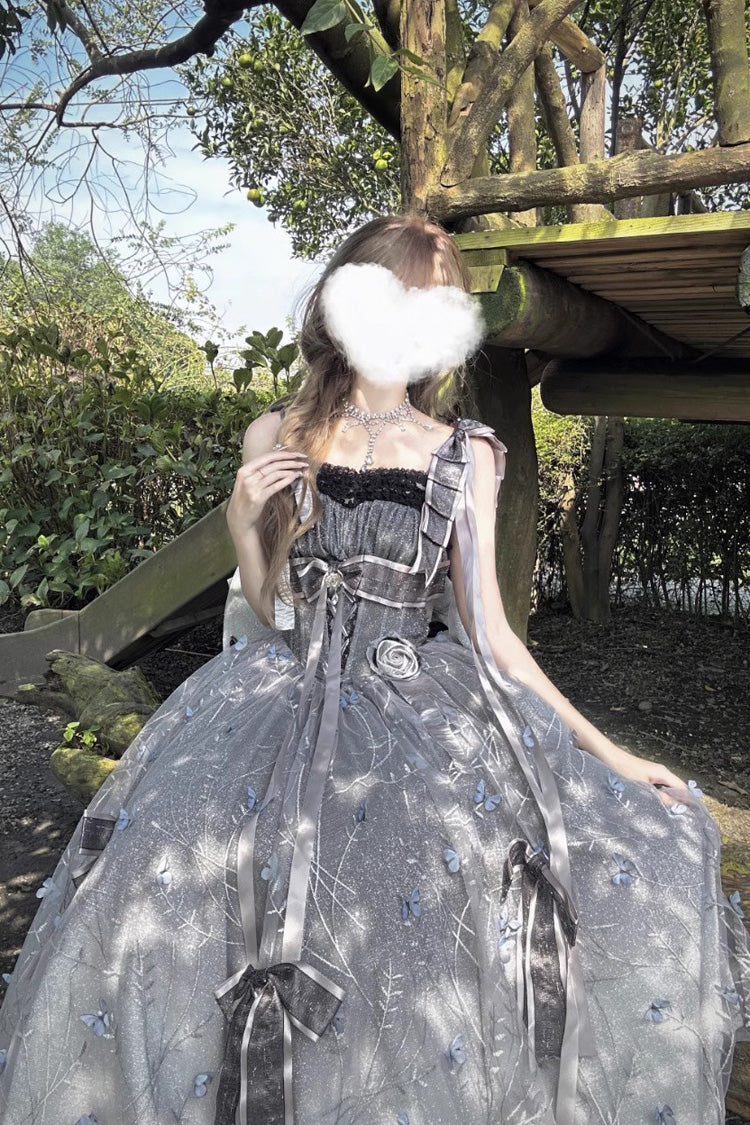 Lolita Jumper Skirt - Starry Night Solo, 2 Colors, Embroidered, Sweet Style, Bow Detail - additional product view 2