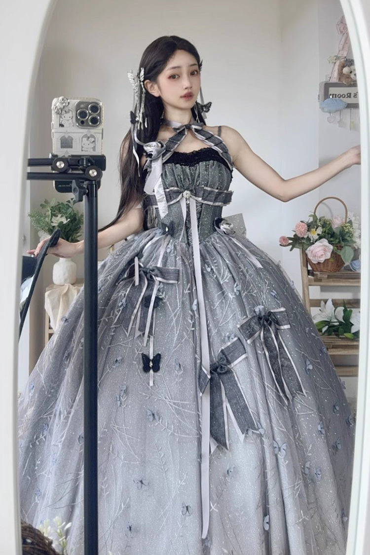Lolita Jumper Skirt - Starry Night Solo, 2 Colors, Embroidered, Sweet Style, Bow Detail - additional product view 3