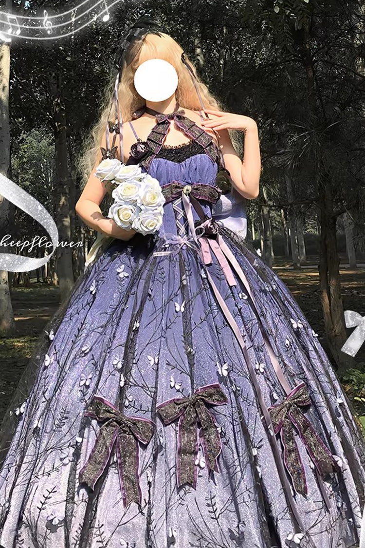 Lolita Jumper Skirt - Starry Night Solo, Purple, Sweet Style, Bow Detail, Lace Trim - additional product view 2