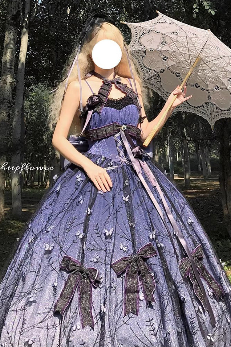 Lolita Jumper Skirt - Starry Night Solo, Purple, Sweet Style, Bow Detail, Lace Trim - additional product view 3