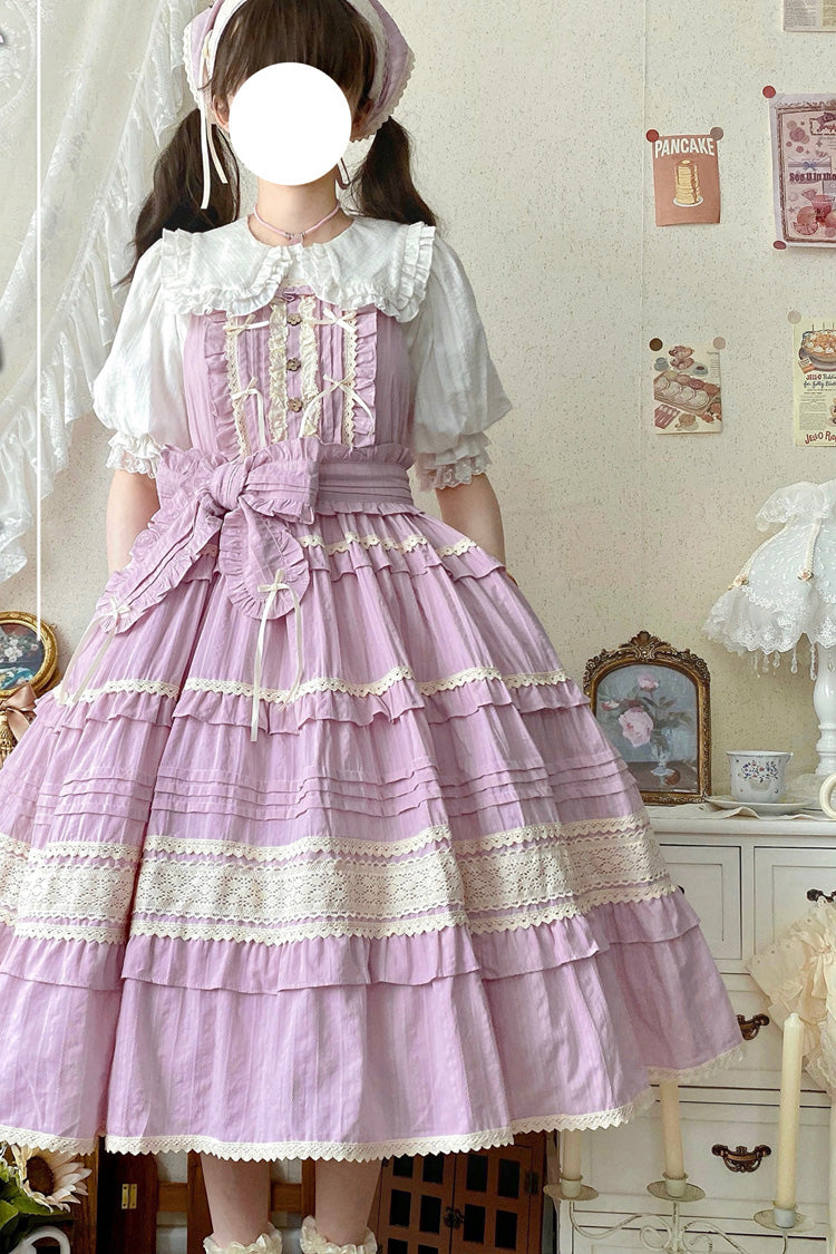 Lolita Jumper Skirt - Summer Flower Tea, 6 Colors, Sweet Style, Bow Detail, Lace Trim - additional product view 4