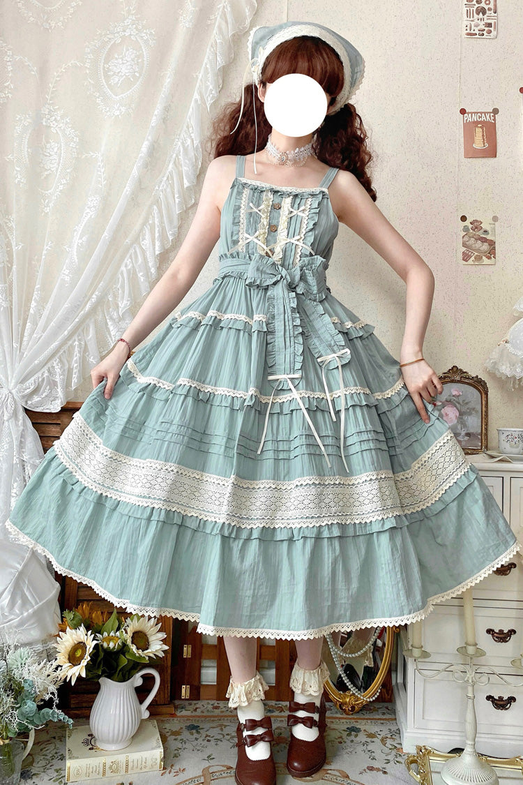 Lolita Jumper Skirt - Summer Flower Tea, 6 Colors, Sweet Style, Bow Detail, Lace Trim - additional product view 8