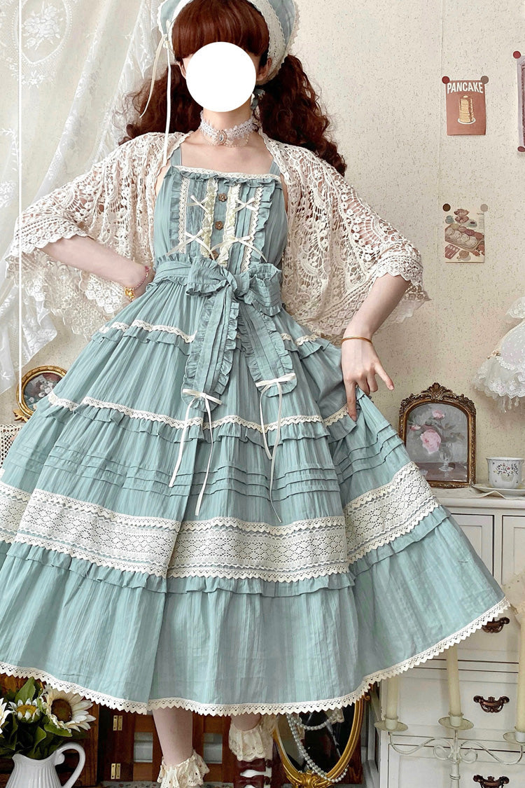 Lolita Jumper Skirt - Summer Flower Tea, 6 Colors, Sweet Style, Bow Detail, Lace Trim - additional product view 9