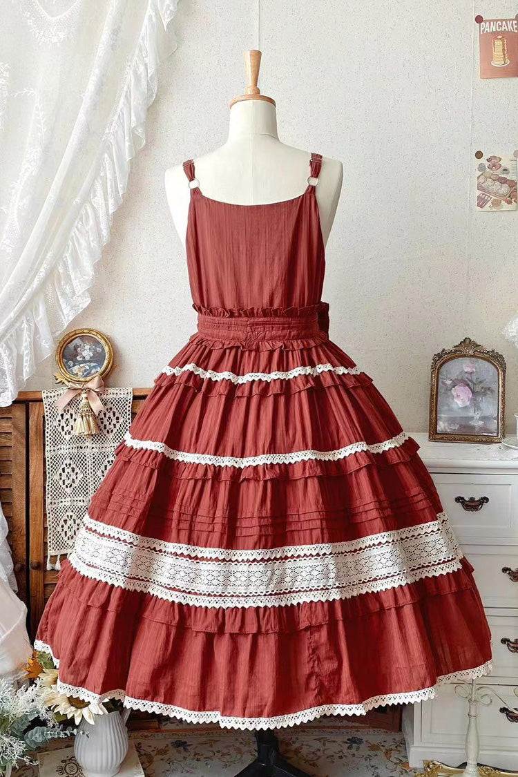 Lolita Jumper Skirt - Summer Flower Tea, 6 Colors, Sweet Style, Bow Detail, Lace Trim - additional product view 11