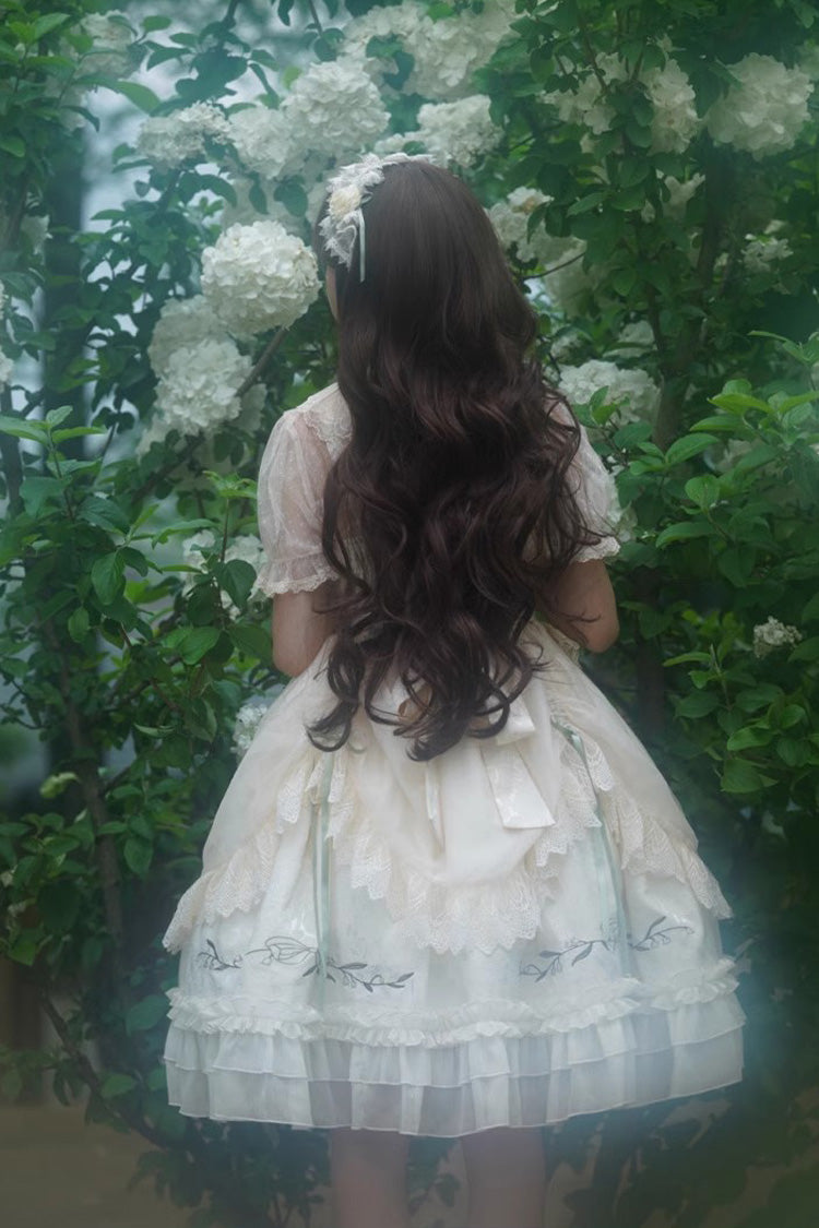 Lolita Jumper Skirt - Summer Lily Of The Valley, 2 Colors, Ruffled, Printed, Embroidered - additional product view 10