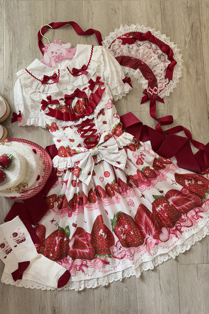 Lolita Jumper Skirt - Sweet Berry Tale, 4 Colors, Printed, Sweet Style, Bow Detail - additional product view 7