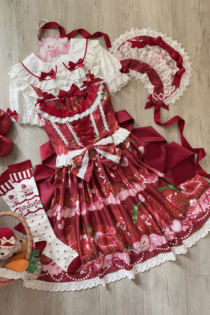 Lolita Jumper Skirt - Sweet Berry Tale, 4 Colors, Printed, Sweet Style, Bow Detail - additional product view 8