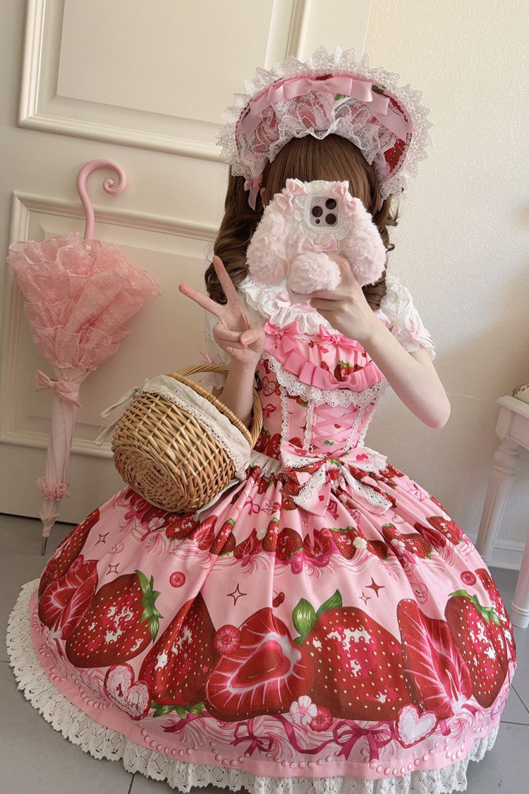Lolita Jumper Skirt - Sweet Berry Tale, 4 Colors, Printed, Sweet Style, Bow Detail - additional product view 10