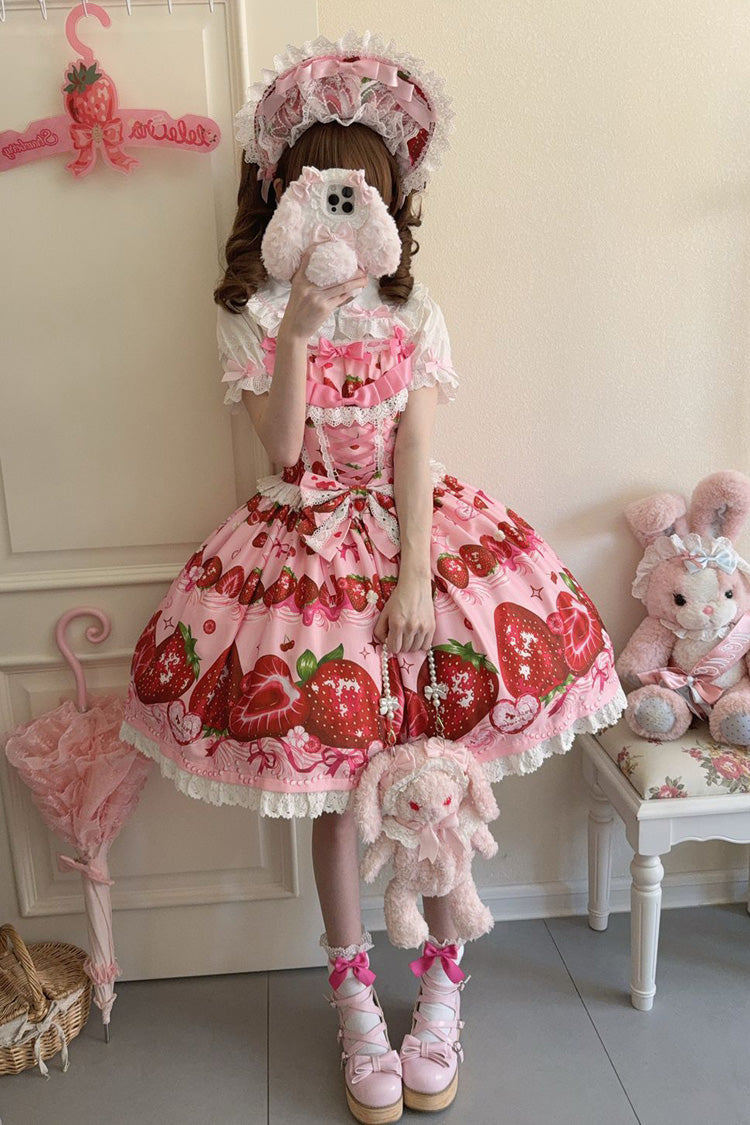 Lolita Jumper Skirt - Sweet Berry Tale, 4 Colors, Printed, Sweet Style, Bow Detail - additional product view 11