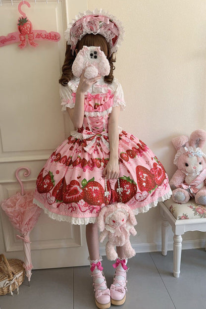 Lolita Jumper Skirt - Sweet Berry Tale, 4 Colors, Printed, Sweet Style, Bow Detail - additional product view 11