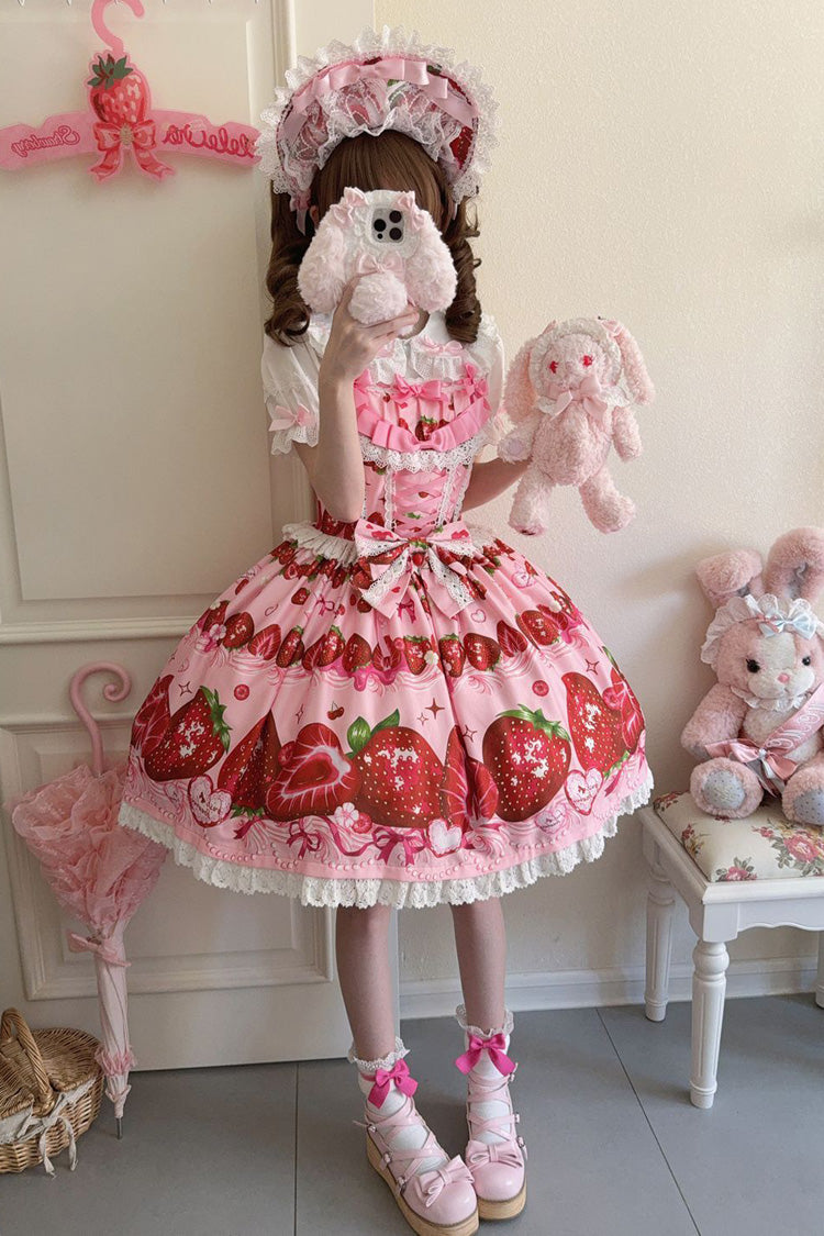 Lolita Jumper Skirt - Sweet Berry Tale, 4 Colors, Printed, Sweet Style, Bow Detail - additional product view 12