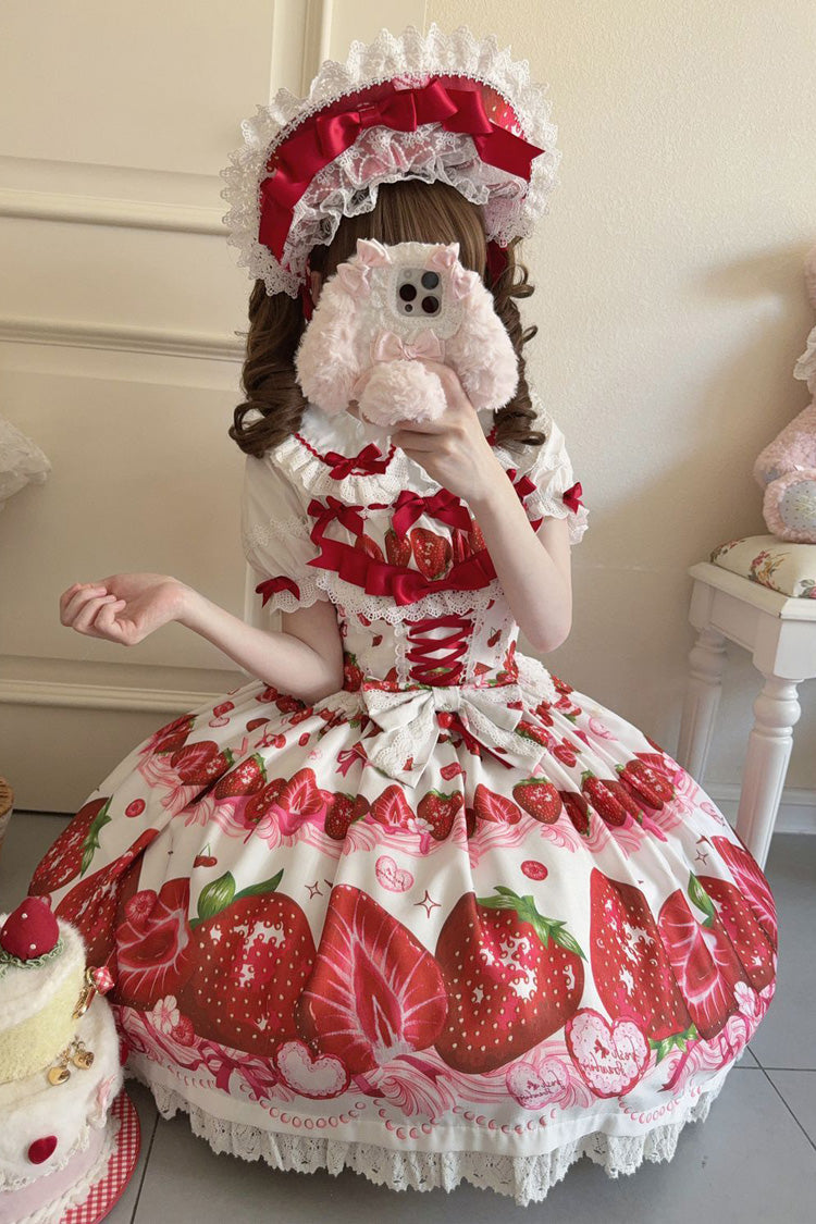 Lolita Jumper Skirt - Sweet Berry Tale, 4 Colors, Printed, Sweet Style, Bow Detail - additional product view 13