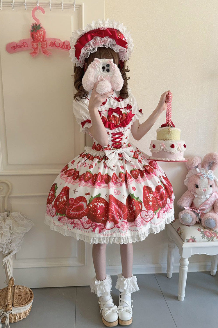 Lolita Jumper Skirt - Sweet Berry Tale, 4 Colors, Printed, Sweet Style, Bow Detail - additional product view 15