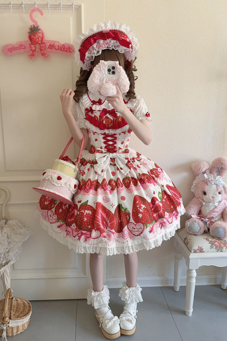 Lolita Jumper Skirt - Sweet Berry Tale, 4 Colors, Printed, Sweet Style, Bow Detail - additional product view 16