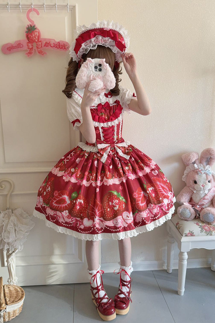Lolita Jumper Skirt - Sweet Berry Tale, 4 Colors, Printed, Sweet Style, Bow Detail - additional product view 17