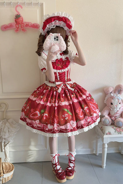 Lolita Jumper Skirt - Sweet Berry Tale, 4 Colors, Printed, Sweet Style, Bow Detail - additional product view 17