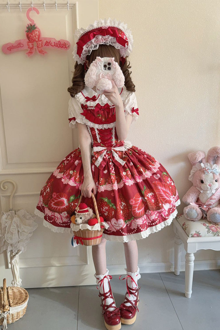 Lolita Jumper Skirt - Sweet Berry Tale, 4 Colors, Printed, Sweet Style, Bow Detail - additional product view 18