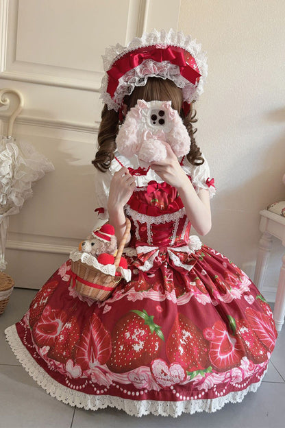 Lolita Jumper Skirt - Sweet Berry Tale, 4 Colors, Printed, Sweet Style, Bow Detail - additional product view 20