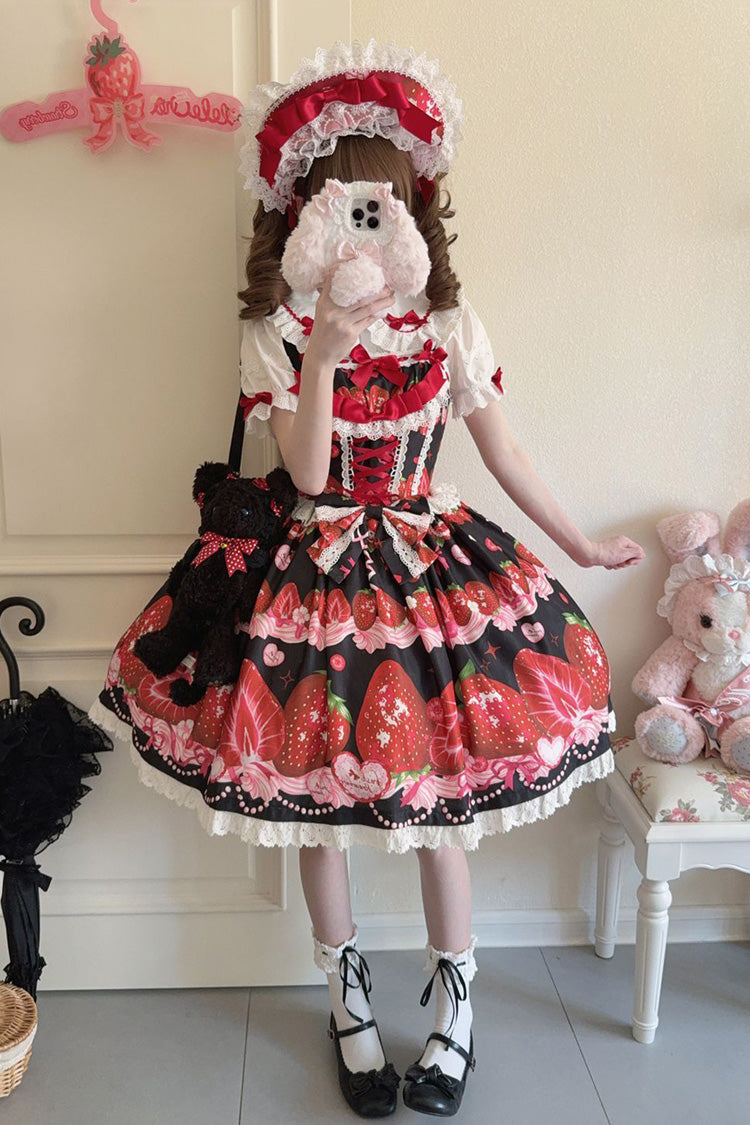 Lolita Jumper Skirt - Sweet Berry Tale, 4 Colors, Printed, Sweet Style, Bow Detail - additional product view 21
