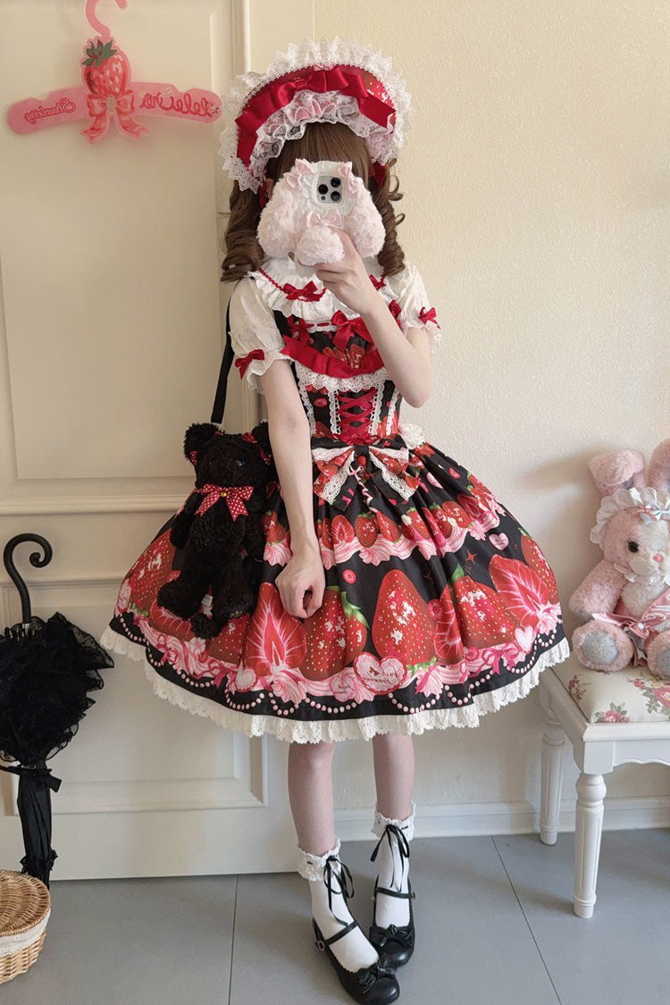 Lolita Jumper Skirt - Sweet Berry Tale, 4 Colors, Printed, Sweet Style, Bow Detail - additional product view 22