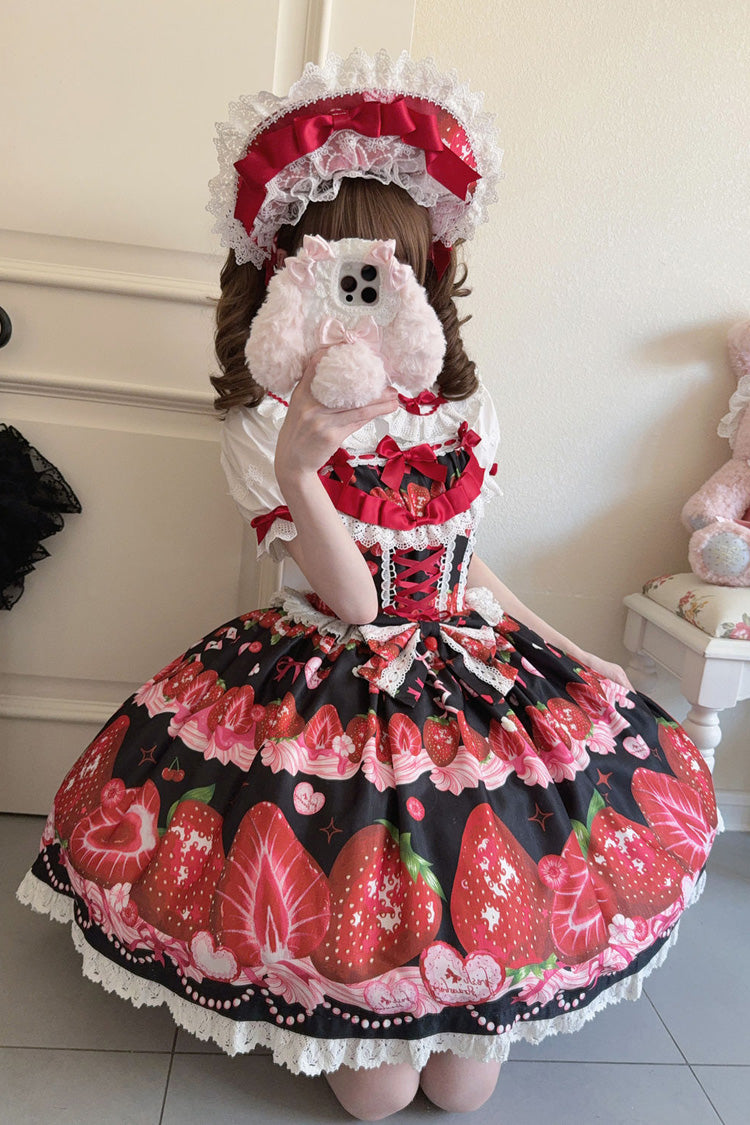 Lolita Jumper Skirt - Sweet Berry Tale, 4 Colors, Printed, Sweet Style, Bow Detail - additional product view 24