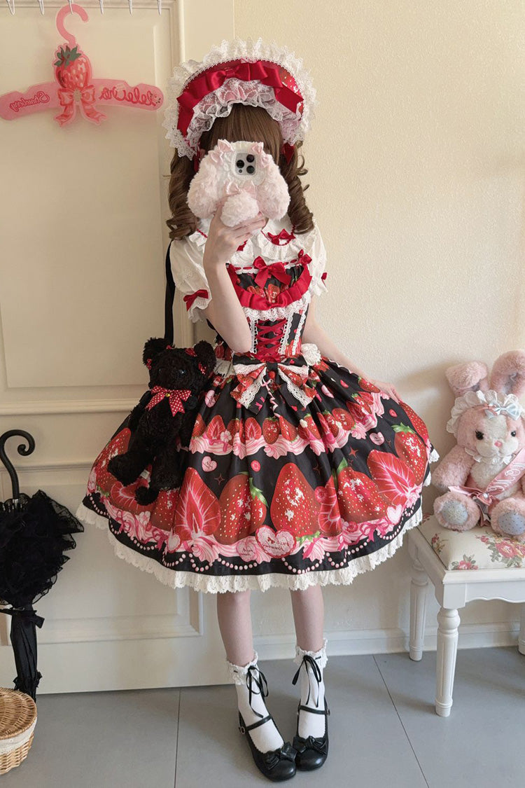 Lolita Jumper Skirt - Sweet Berry Tale, 4 Colors, Printed, Sweet Style, Bow Detail - additional product view 25