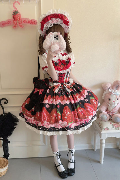 Lolita Jumper Skirt - Sweet Berry Tale, 4 Colors, Printed, Sweet Style, Bow Detail - additional product view 25
