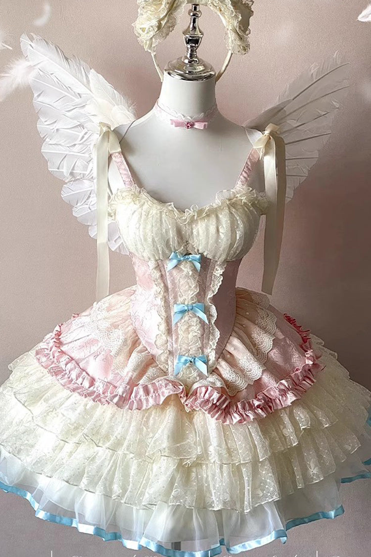 Lolita Jumper Skirt - Sweet Dream Peach, 2 Colors, Bow Detail, Lace Trim, Ruffled - additional product view 3