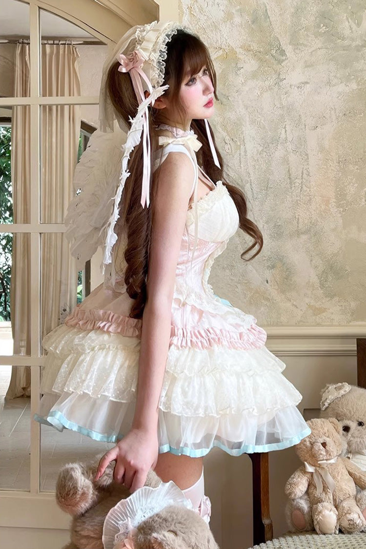 Lolita Jumper Skirt - Sweet Dream Peach, 2 Colors, Bow Detail, Lace Trim, Ruffled - additional product view 7