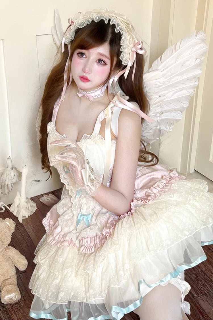 Lolita Jumper Skirt - Sweet Dream Peach, 2 Colors, Bow Detail, Lace Trim, Ruffled - additional product view 10
