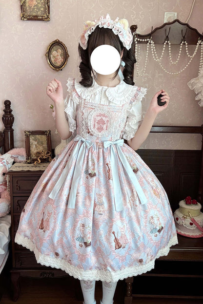 Lolita Jumper Skirt - Sweetheart Party, 3 Colors, Lace Trim, Ruffled, Printed - additional product view 3