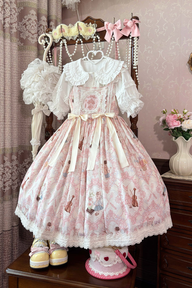 Lolita Jumper Skirt - Sweetheart Party, 3 Colors, Lace Trim, Ruffled, Printed - additional product view 6