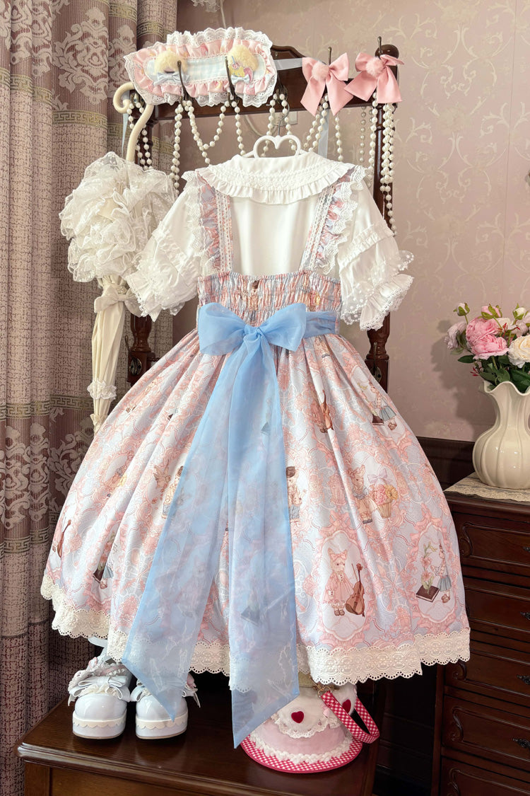 Lolita Jumper Skirt - Sweetheart Party, 3 Colors, Lace Trim, Ruffled, Printed - additional product view 7