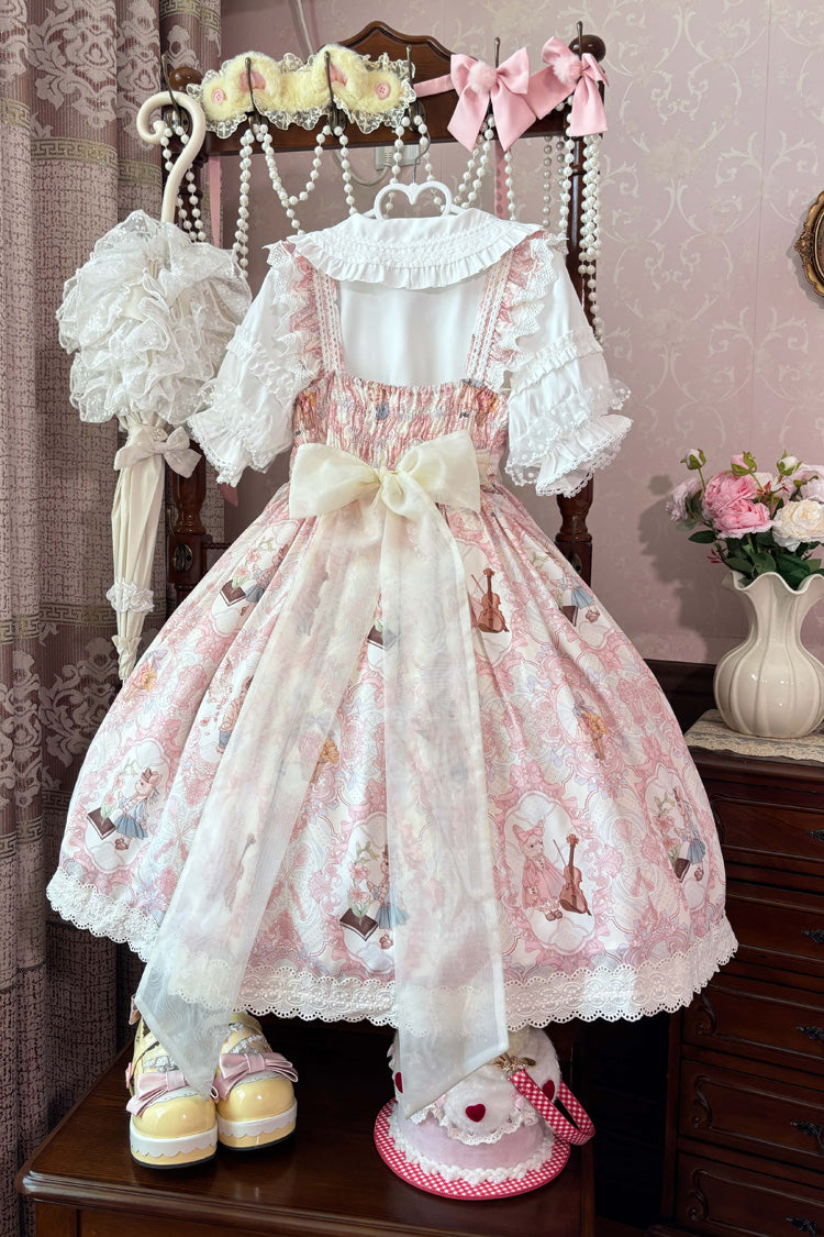 Lolita Jumper Skirt - Sweetheart Party, 3 Colors, Lace Trim, Ruffled, Printed - additional product view 8