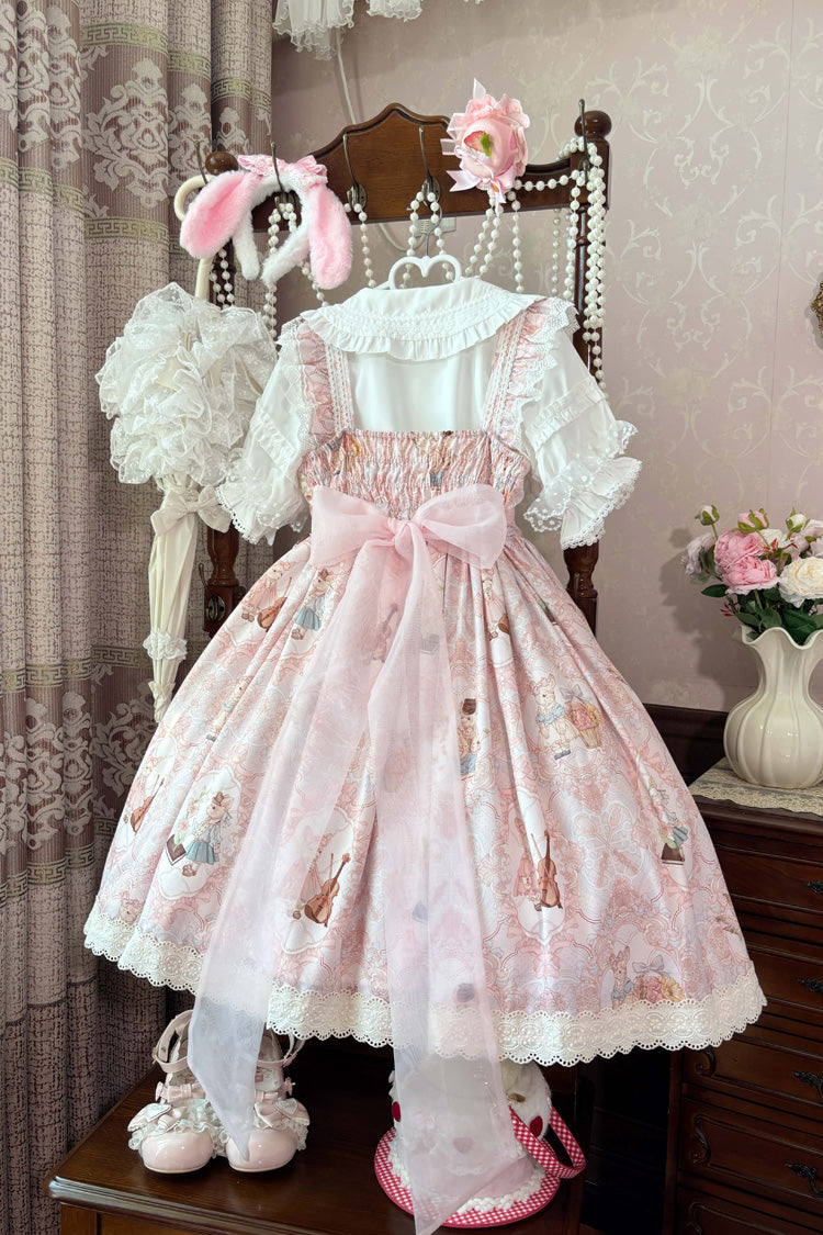 Lolita Jumper Skirt - Sweetheart Party, 3 Colors, Lace Trim, Ruffled, Printed - additional product view 9