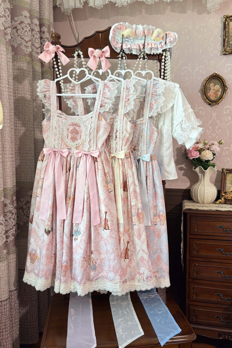 Lolita Jumper Skirt - Sweetheart Party, 3 Colors, Lace Trim, Ruffled, Printed - additional product view 10