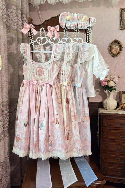 Lolita Jumper Skirt - Sweetheart Party, 3 Colors, Lace Trim, Ruffled, Printed - additional product view 10