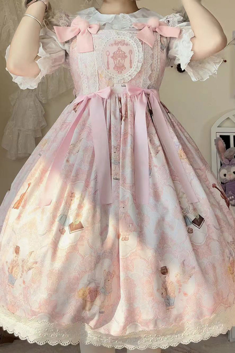 Lolita Jumper Skirt - Sweetheart Party, 3 Colors, Lace Trim, Ruffled, Printed - additional product view 11