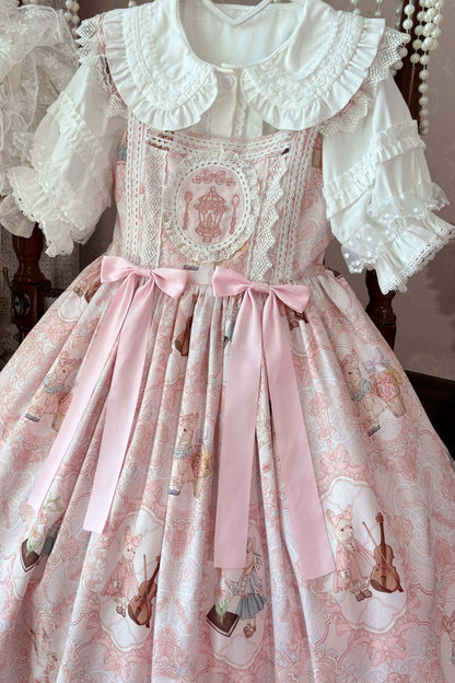 Lolita Jumper Skirt - Sweetheart Party, 3 Colors, Lace Trim, Ruffled, Printed - additional product view 12